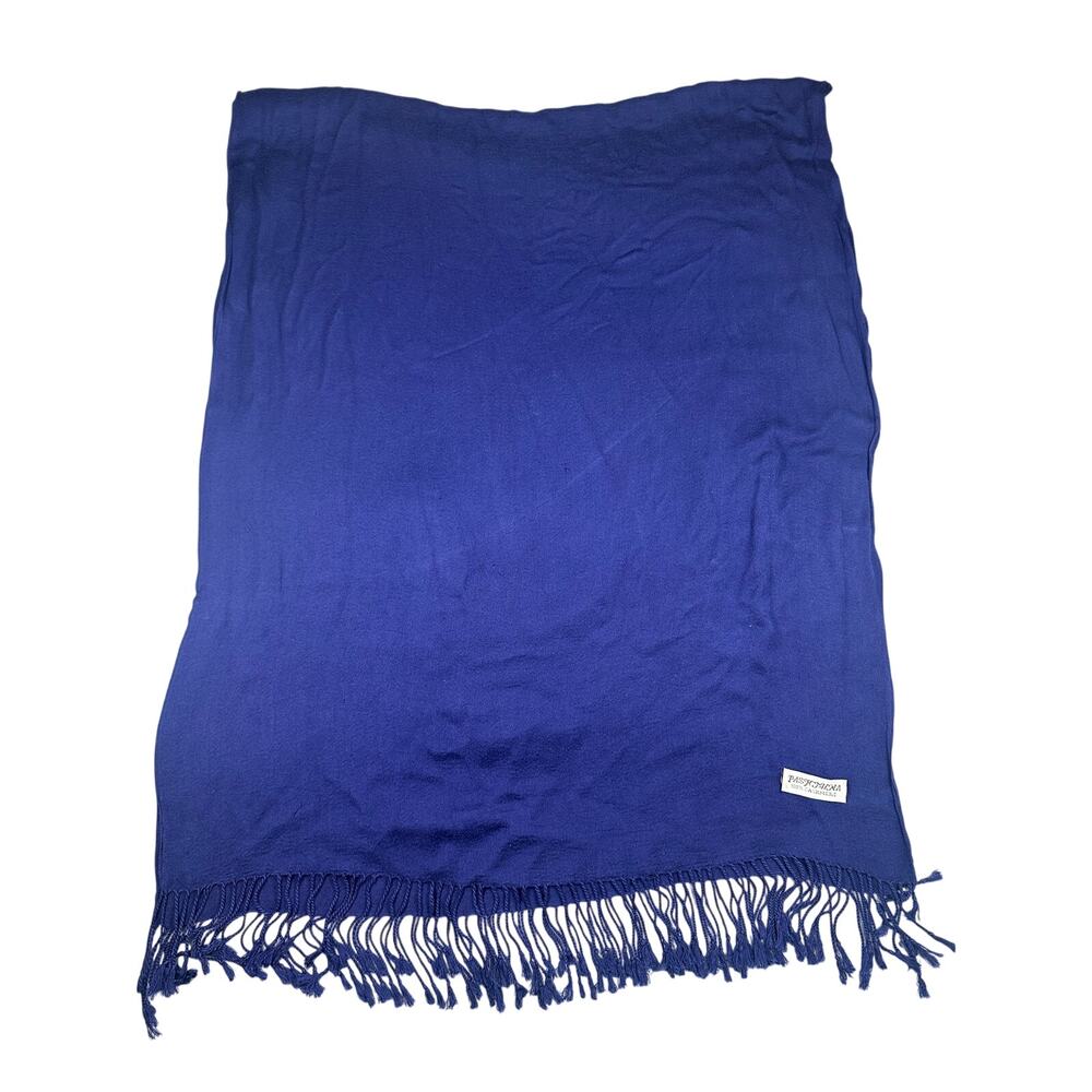 Pashmina Scarf Wrap Navy Blue Fringe Cashmere Shawl Stole